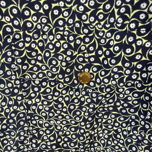 Michael Kors MK Blouse Top Womens Size L Paisley Floral Full Zip Roll Tab Travel - Picture 2 of 12